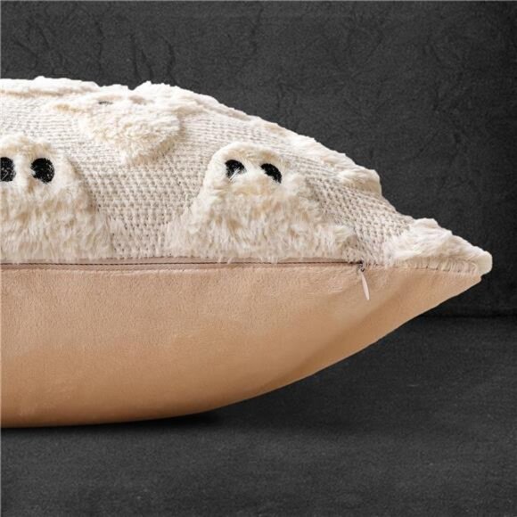 Halloween Pillow Covers Set of 2 Ghost Plush Throw Pillow Cases 18x18 Fall Decor - Picture 3 of 7